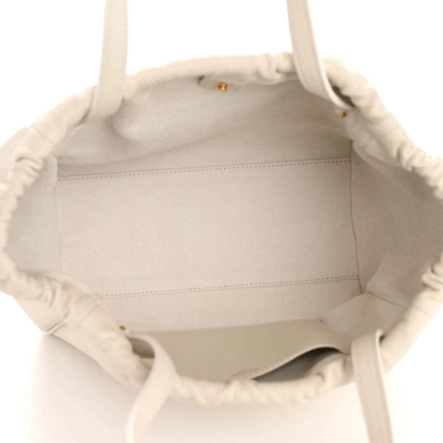 Calfskin Cuir Small Triomphe Cabas Drawstring White