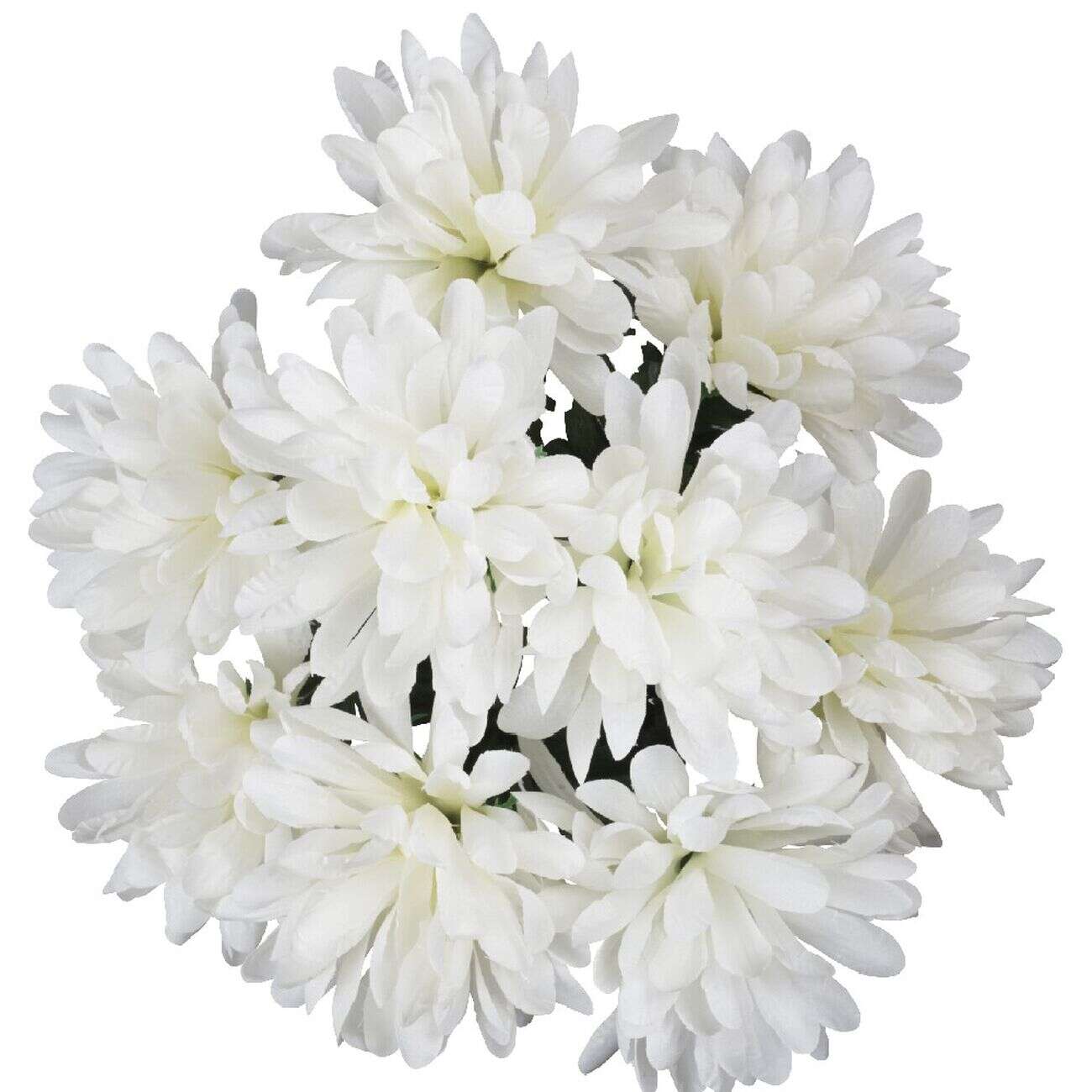 Piquet chrysanthème H44 cm blanc - Fleur artificielle 9 têtes
