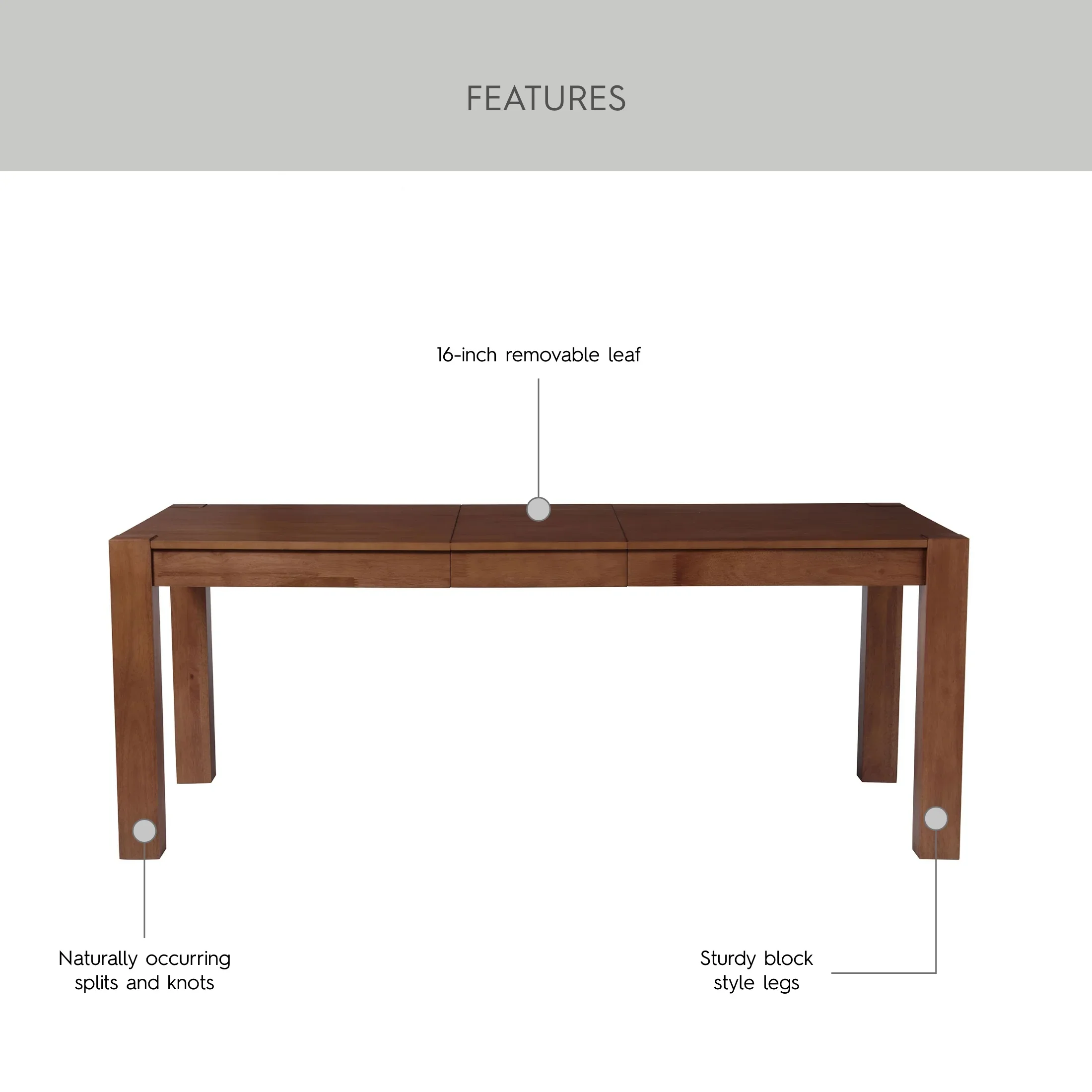Better Homes & Gardens Bryant Solid Wood Extendable Dining Table, Light Honey Finish