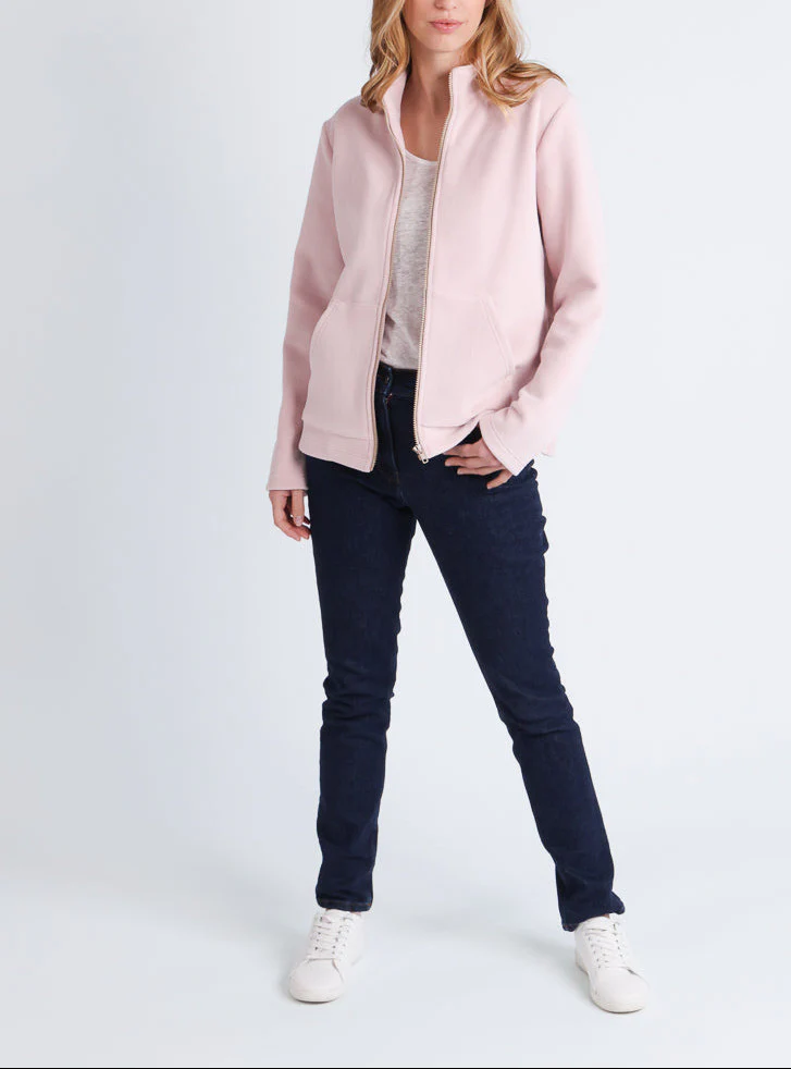 Veste zippée femme rose poudre