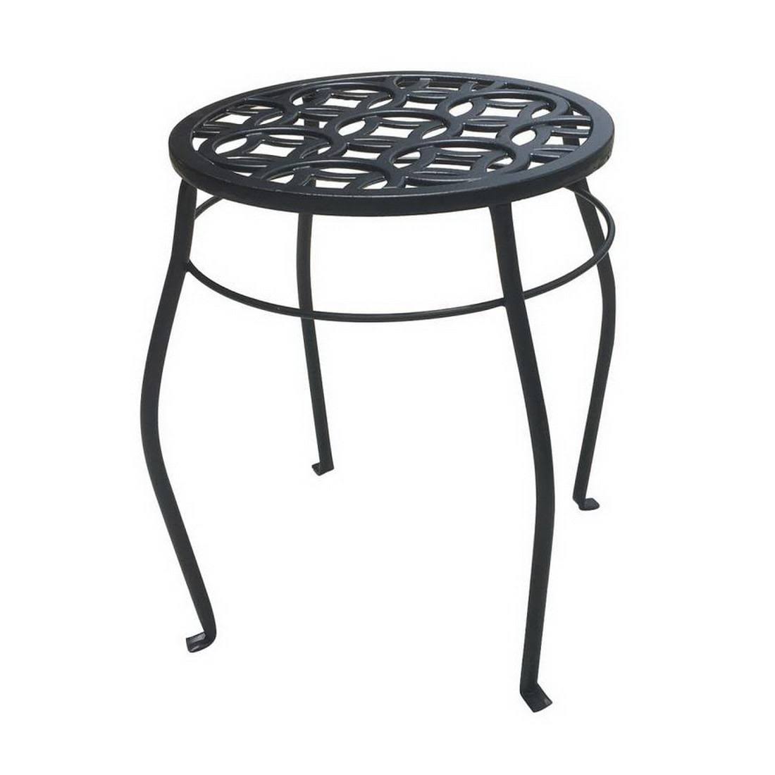 Allen + Roth 15-in Black Outdoor Round Steel Plant Stand