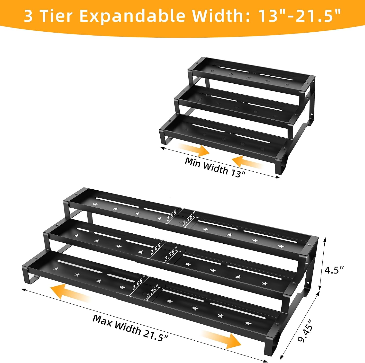Spice Rack Organizer for Cabinet, 13-21.5