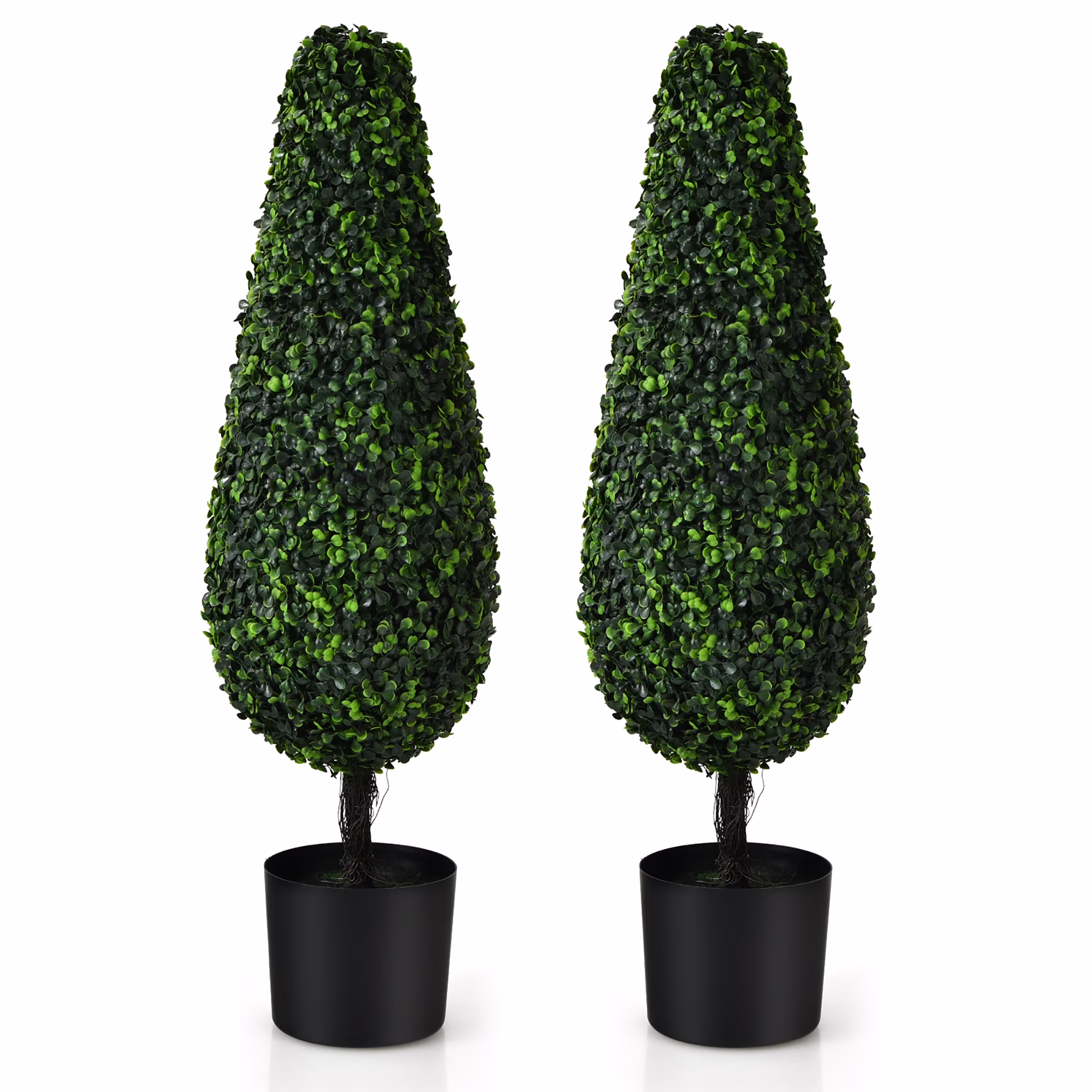 2 Pack 3FT Artificial Tower Topiary Tree UV Resistant Indoor Outdoor