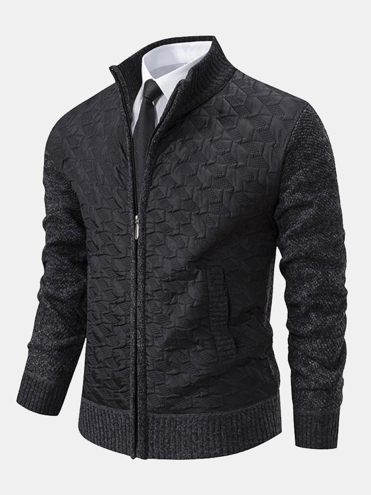 Pull matelassé jacquard à fermeture éclair