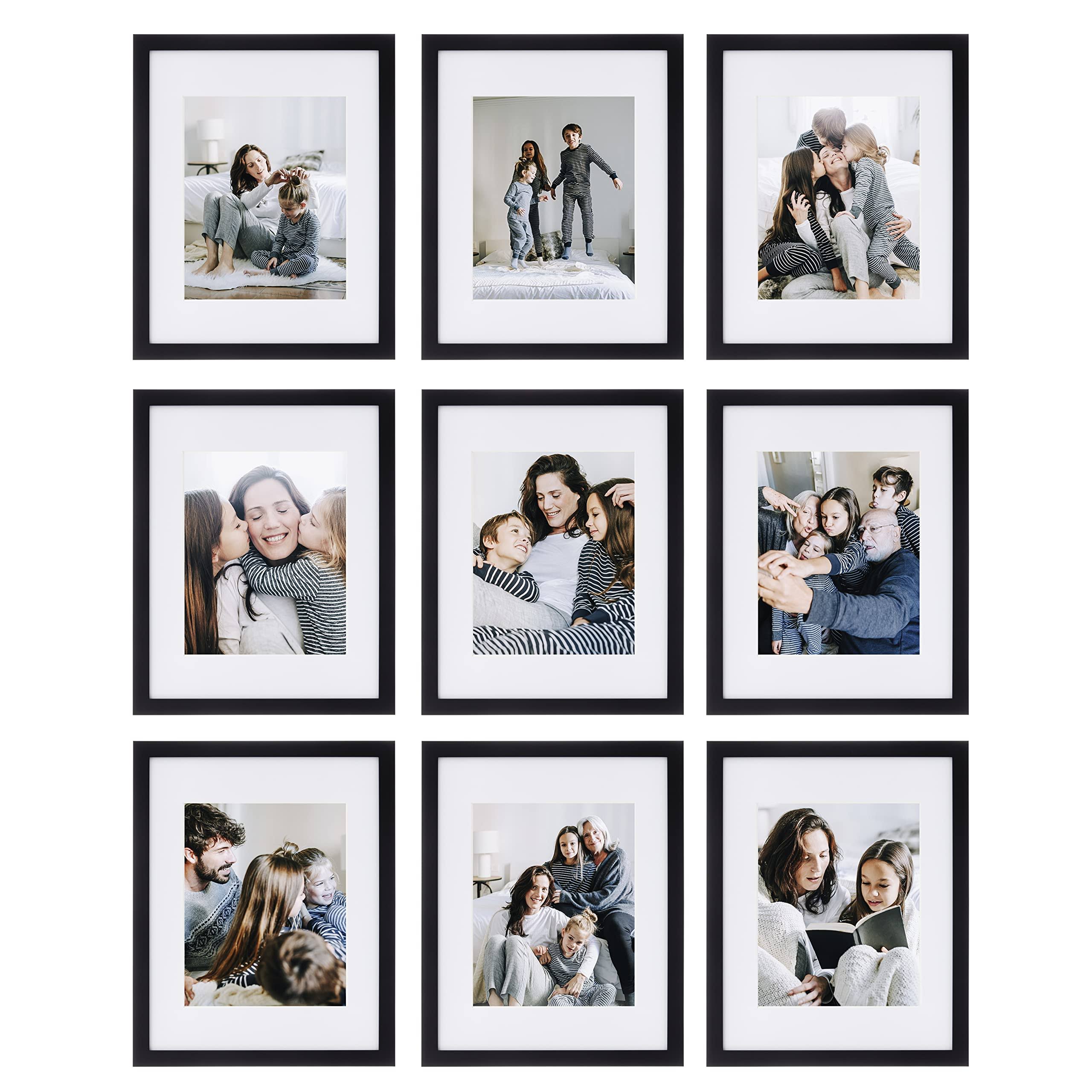 Sheffield Home 9 Piece Gallery Wall Frame Set, 11x14 in. Matted to 8x10 in. (Matte Black)