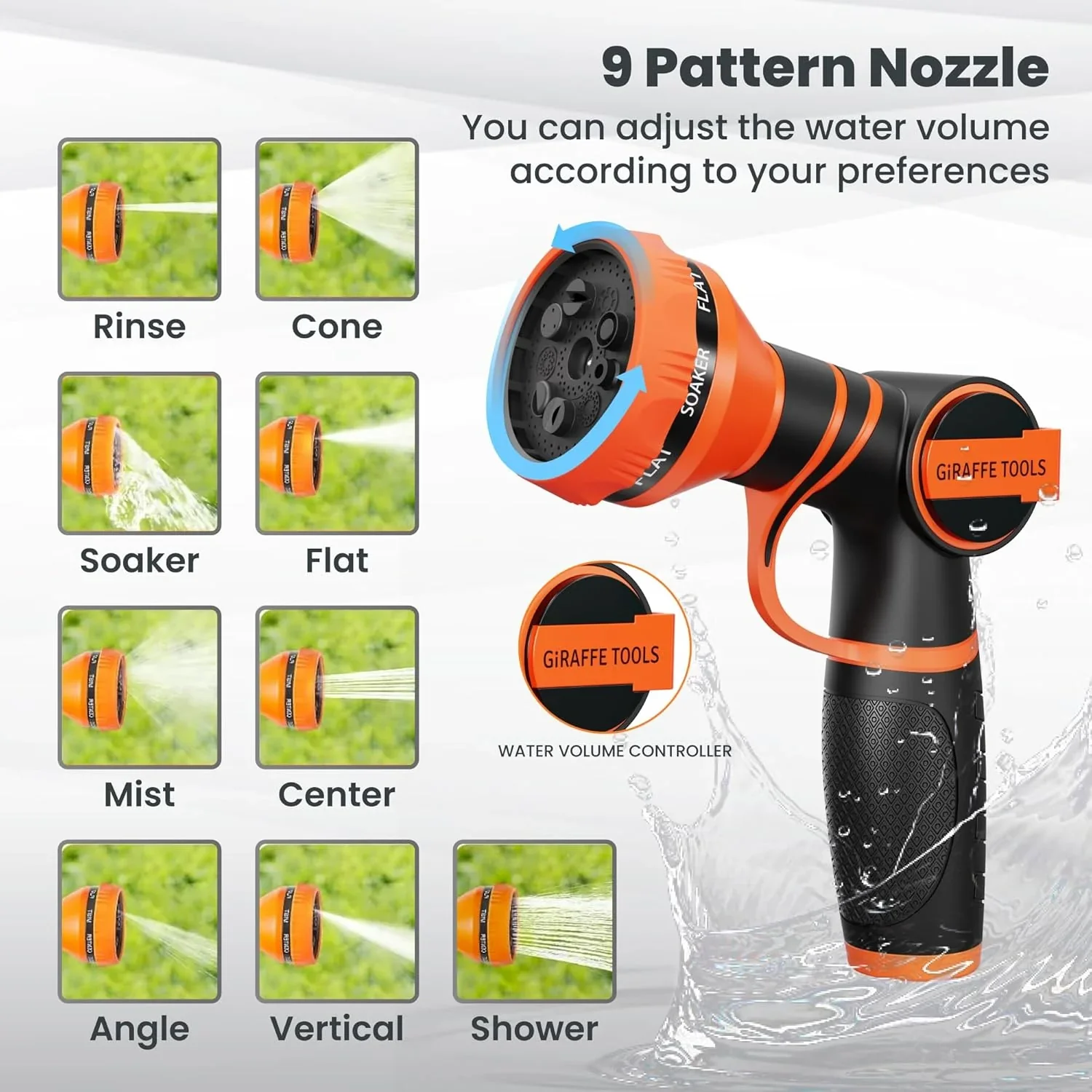 Giraffe Tools Retractable Garden Hose Reel with 1/2in-100ft Water Hose, Plastic Bracket, Wall Mounted, Dark Grey