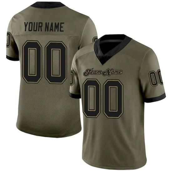 Custom Olive Black-Old Gold Mesh Salute To Service Jersey