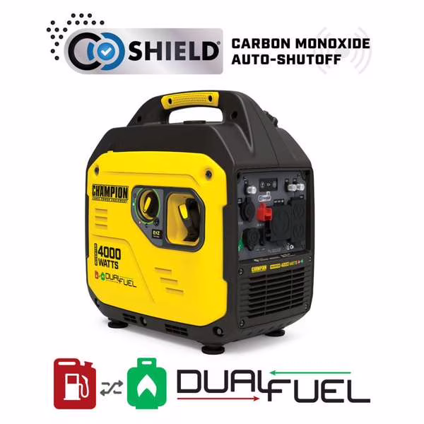 Champion Power Equipment 4000 - Watt Dual Fuel RV Ready Portable Inverter Generator with Quiet Technology and CO Shield