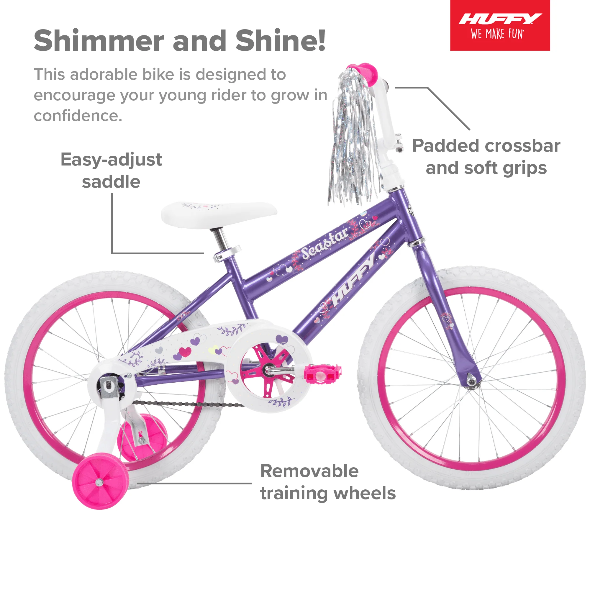 18 in Sea Star Kids Bike for Girls Ages 4 and up,Child, Metallic Purple Image 3