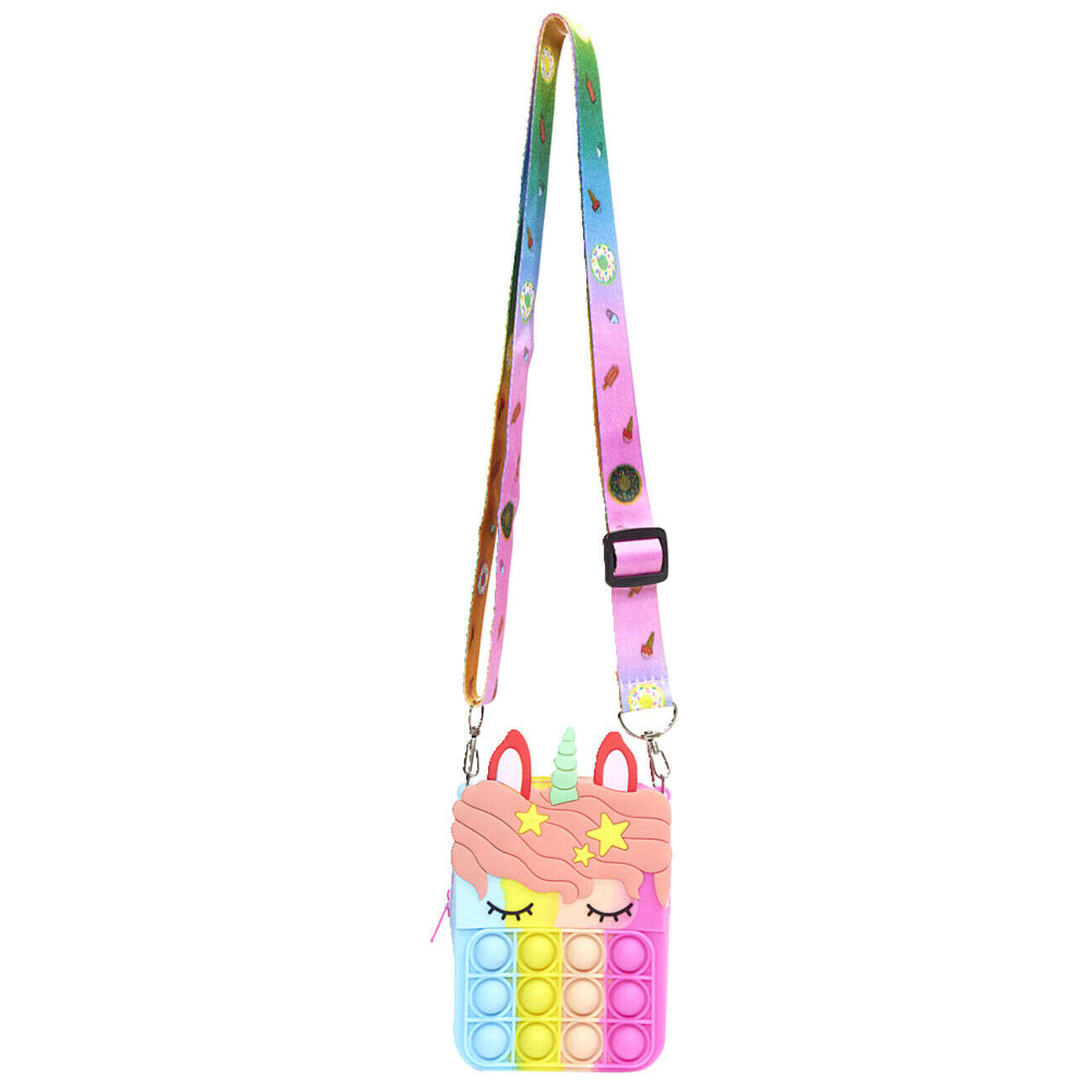 Sac bandoulière enfant pop it licorne 9x4xH13,5cm (3 modèles)