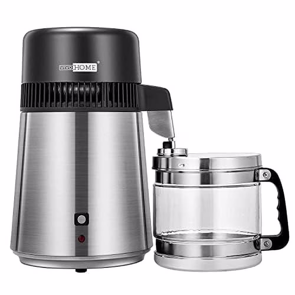 Water Distiller Countertop 1.1 Gallon/4L 304 Stainless Steel Distilled Water Machine with Smart Switch Purifier Filter for Home Office(Silver)