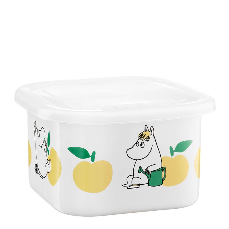 Mummi emaljeboks med lokk 1L gule epler