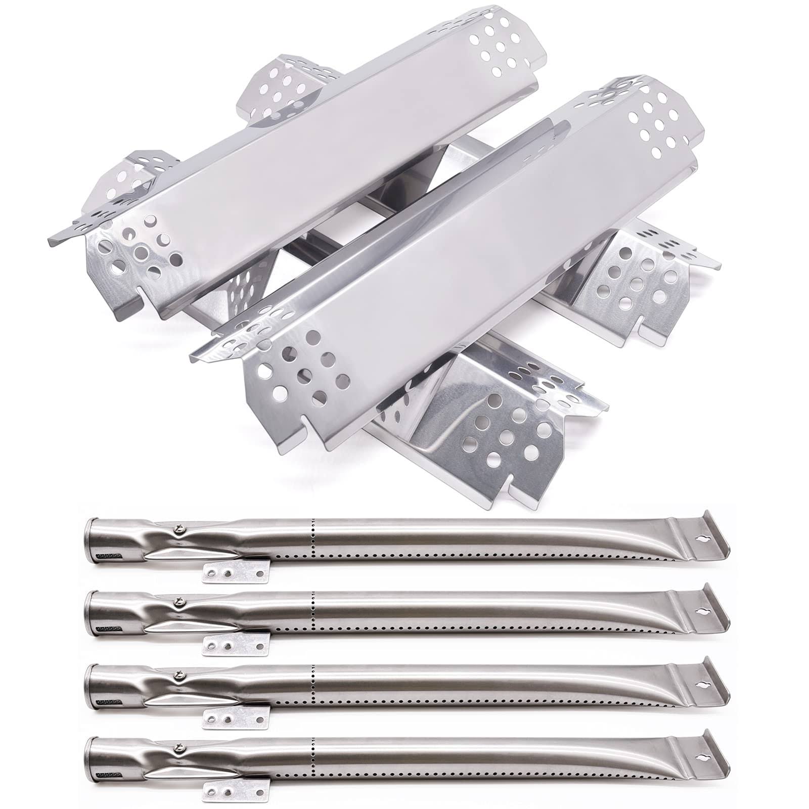 Adviace Grill Replacement Parts for Nexgrill 720-0830H, 4 Pack Grill Burners and Heat Plates Shield for Home Depot Nexgrill 4 Burner 720-0830H,