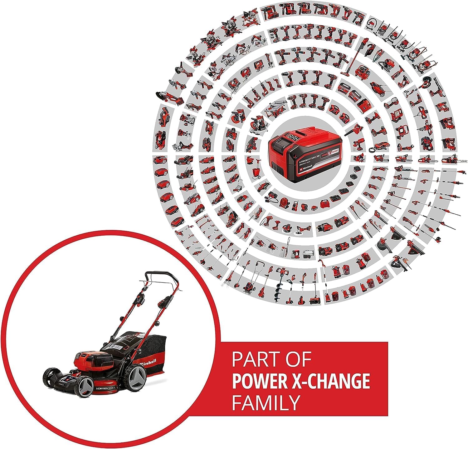 Einhell Accu Grasmaaier GE-CM 36/47 S HW Li Kit Power X-Change (36 V, 47 cm maaibreedte, tot 700 m, borstelloos, wielaandrijving, 75 L grasopvangbak, incl. 4x 4,0 Ah + 2x Twincharger)