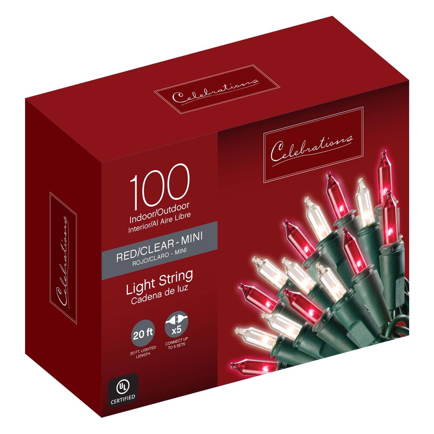 Celebrations 4005-71 Red-Clear 100 Mini Lights