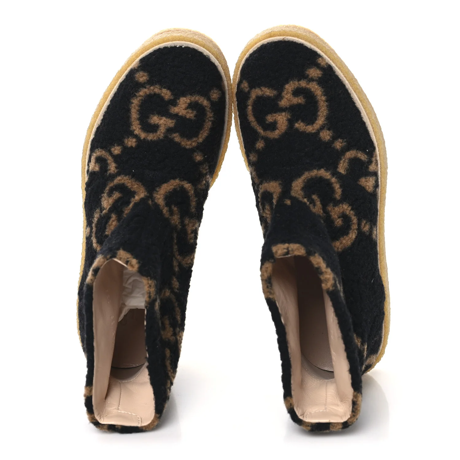 Faux Shearling Hooper GG Womens Ankle Boots 39 Black Natural Tan