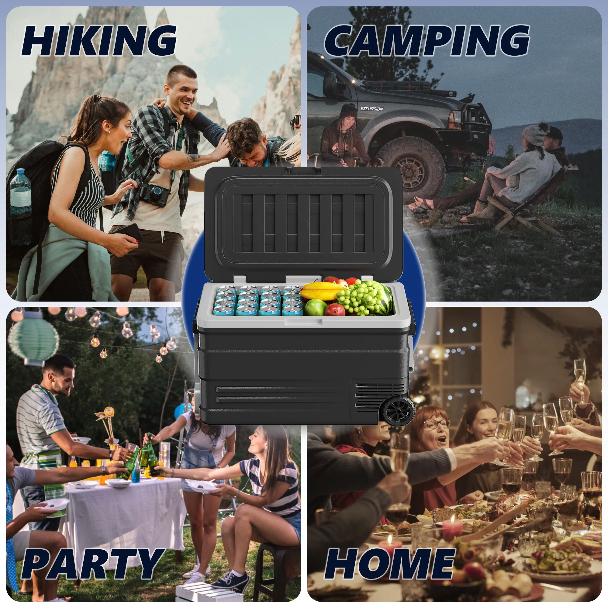 12 Volt Car Refrigerator, 80QT(75L) Portable RV Car Fridge with Wheels, 0℉~68℉, 12/24V DC 110-240V AC, Black - Image 5
