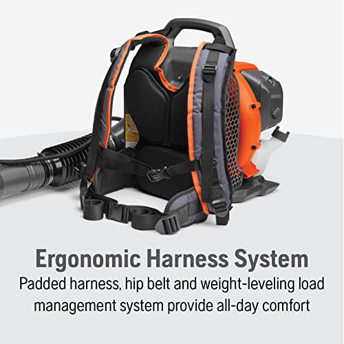 Souffleur de feuilles dorsal à essence Husqvarna 150BT, 51 cm³, 2,16 CV, 765 CFM, 270 mi/h, conception ergonomique