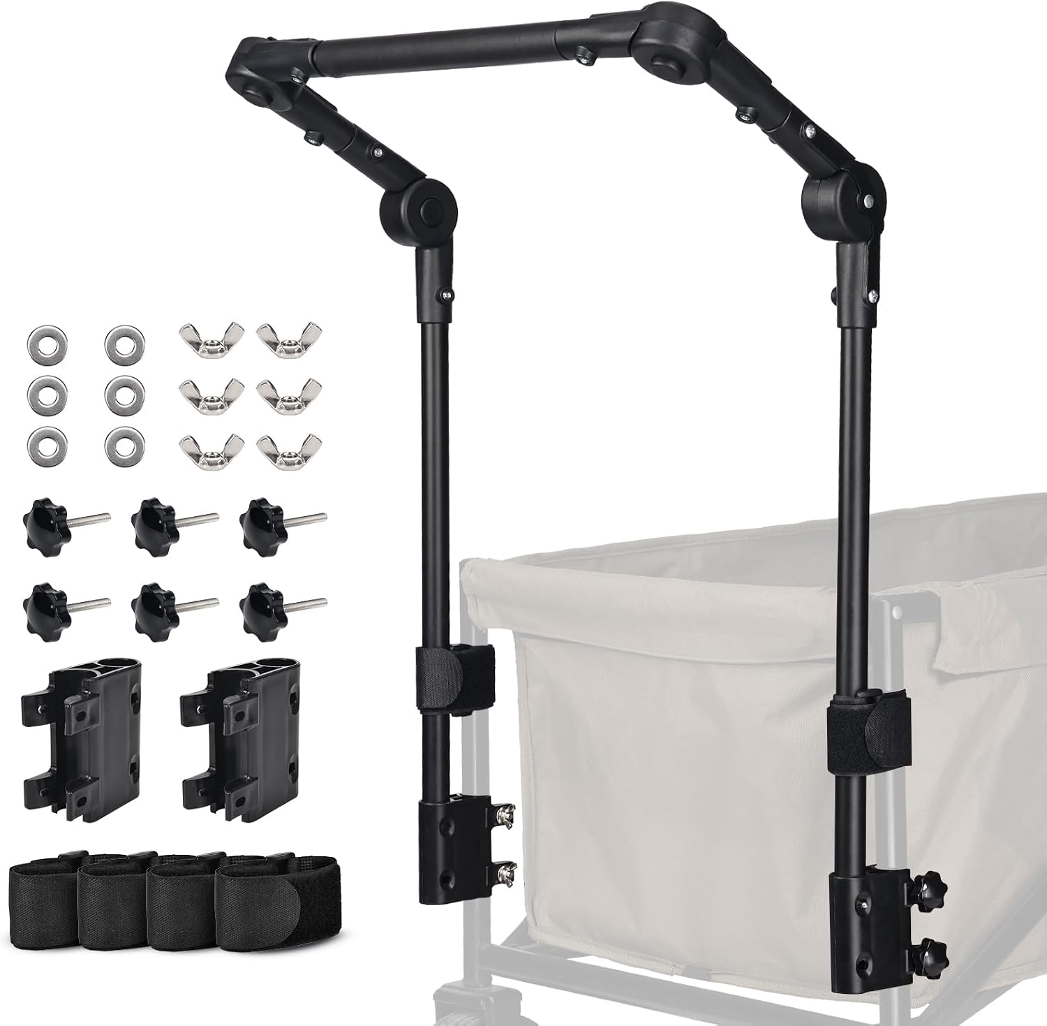 Wagon Push Handle with Hook and Loop Strips, Fits Round/Square Frame Wagons