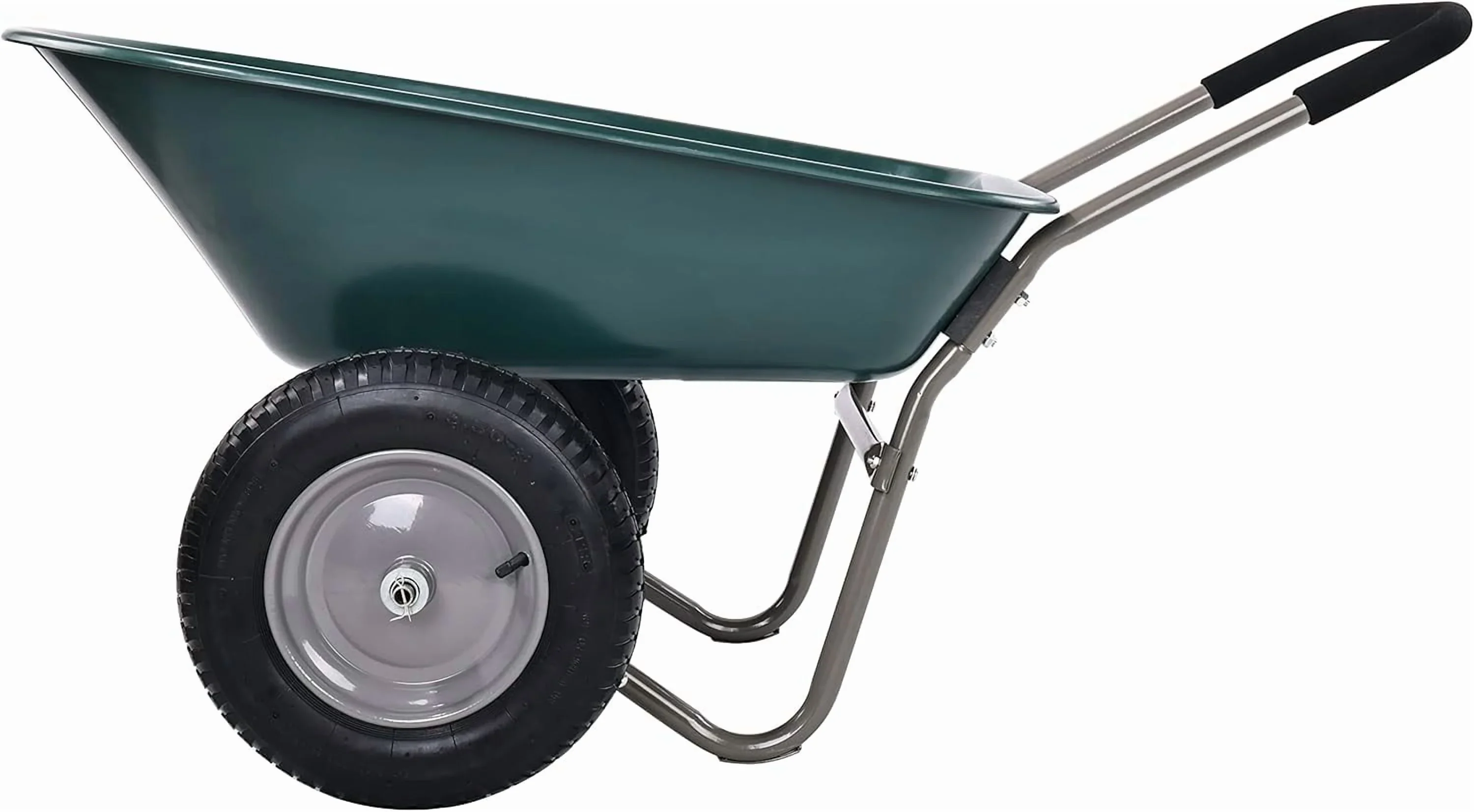 Dual-Wheel Home Garden Yard Utility Wheelbarrow Cart with Built-in Stand