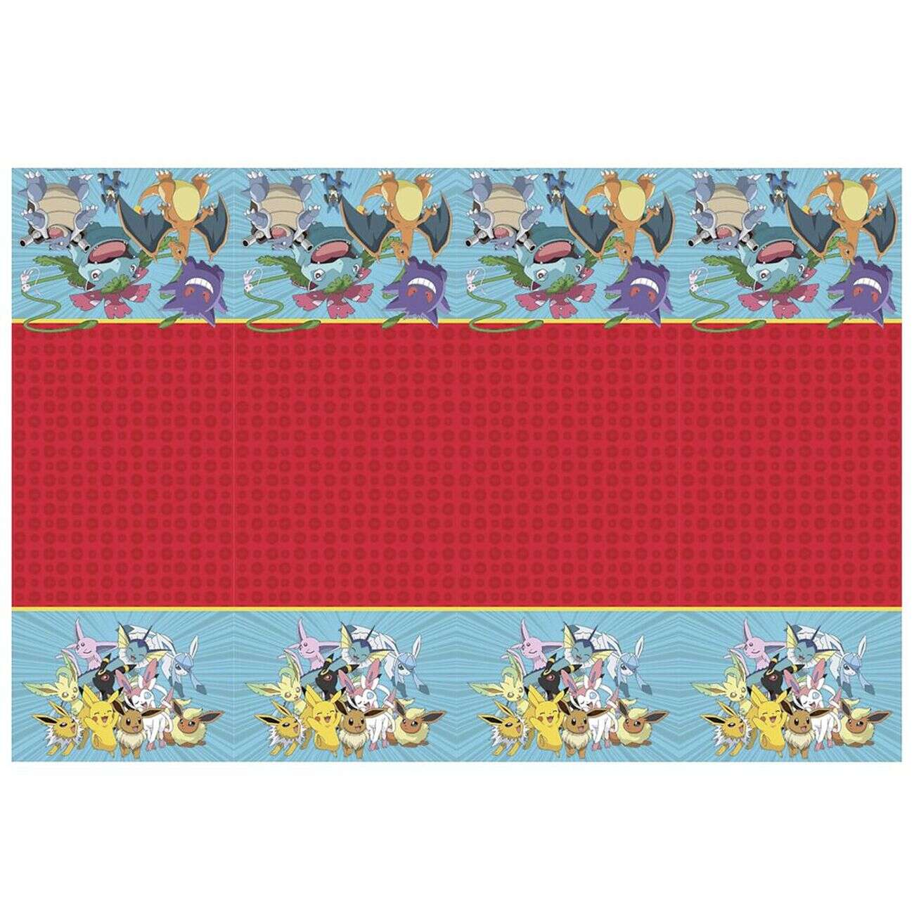 Nappe plastique Pokémon rectangulaire rouge et bleue 120x180cm