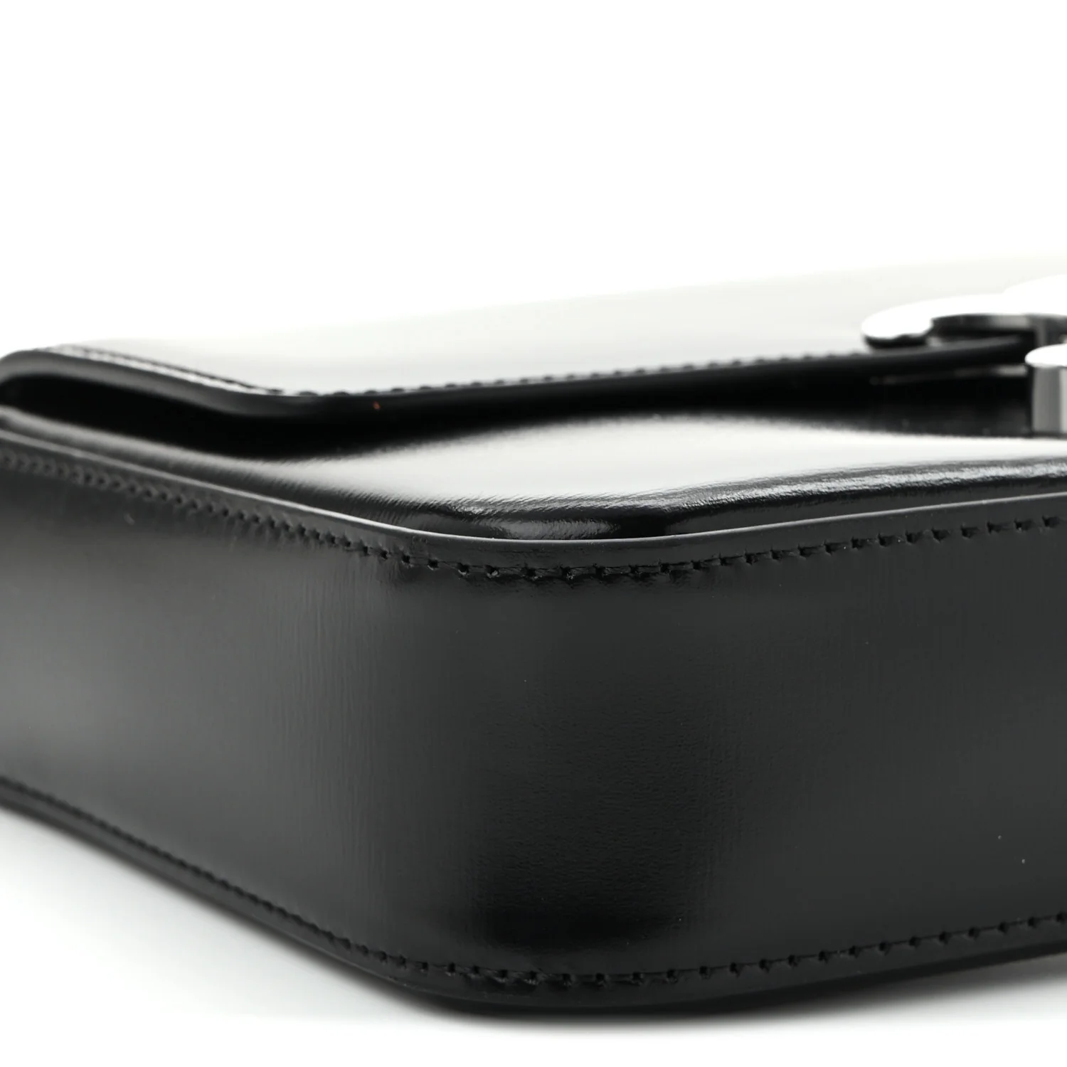 Shiny Calfskin Triomphe Chain Shoulder Bag Black