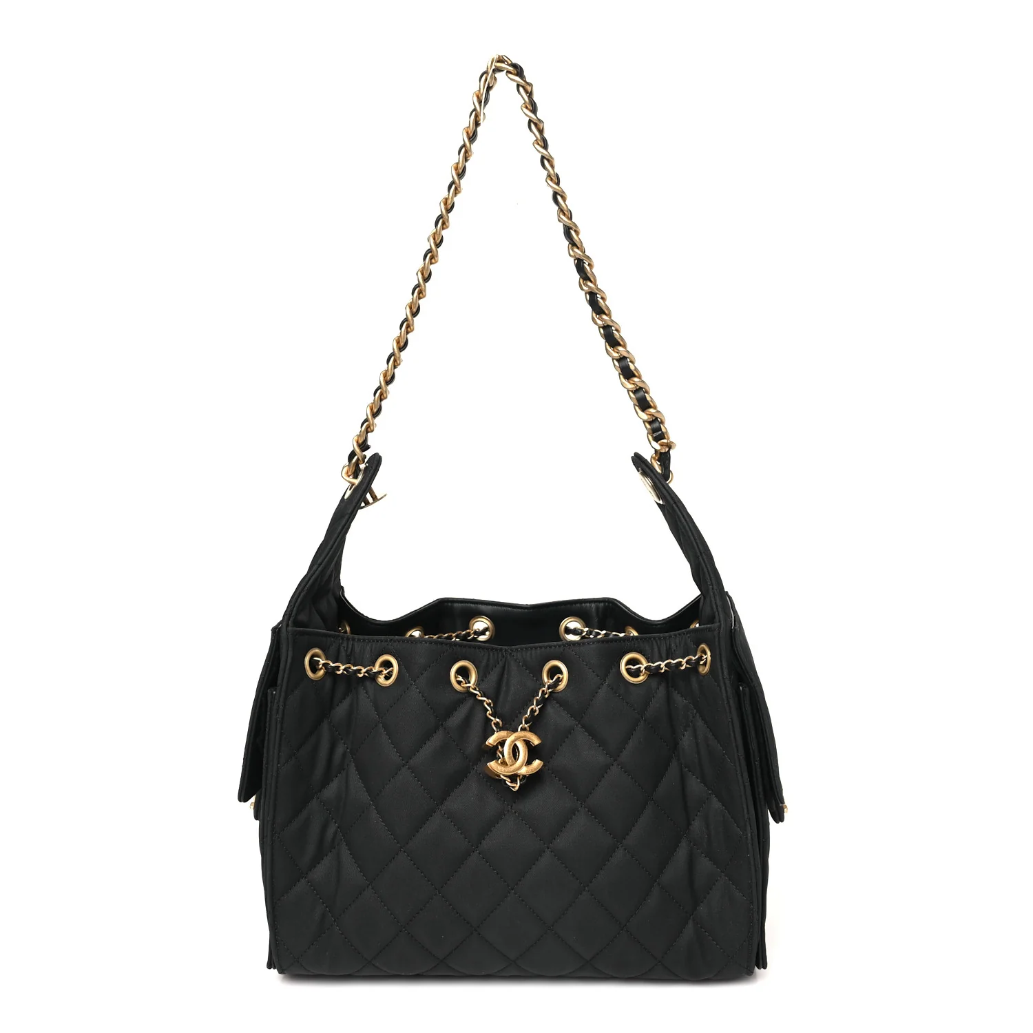 Canvas Quilted Small Chanel 25 Handbag Black