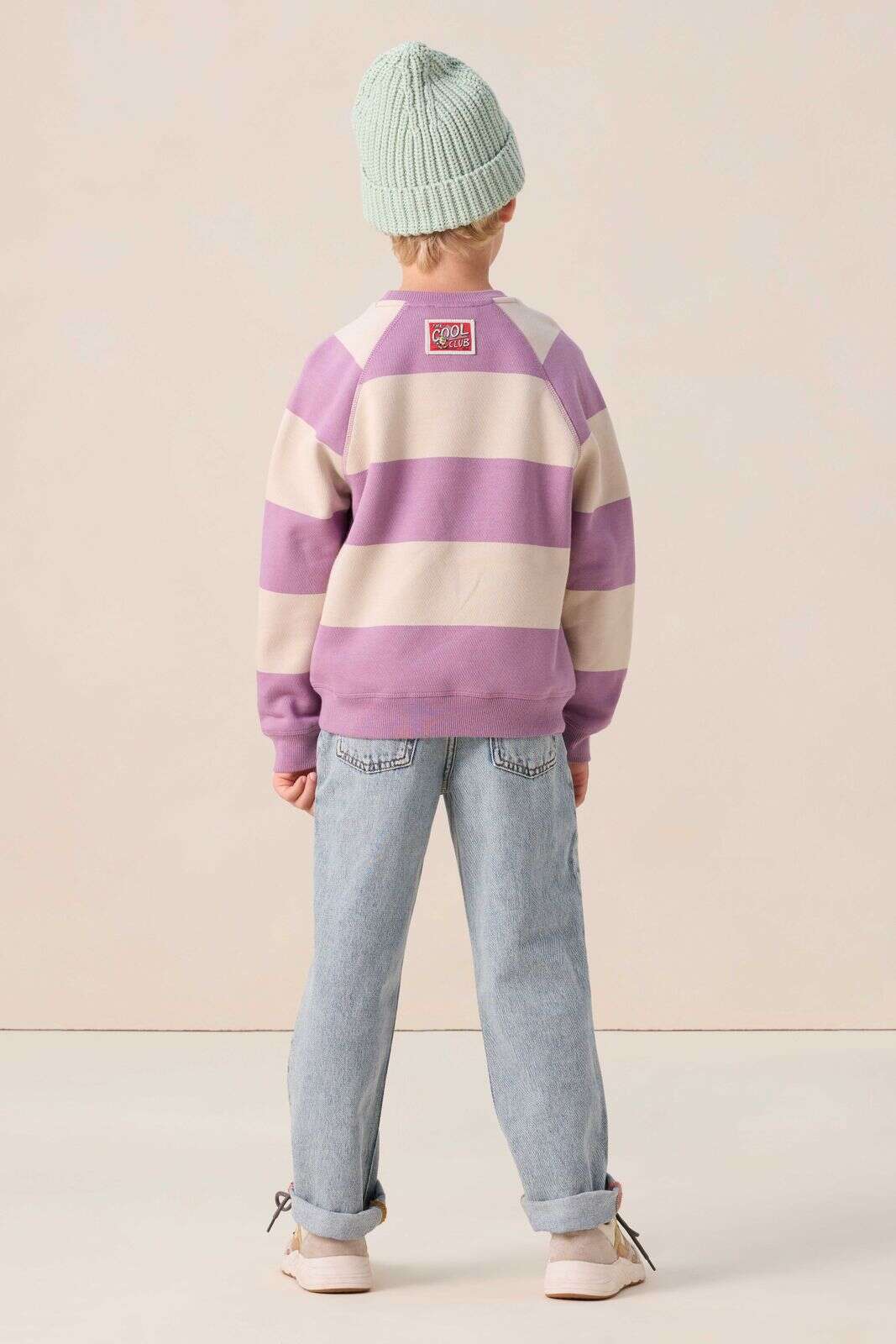 Lichtpaarse gestreepte sweater