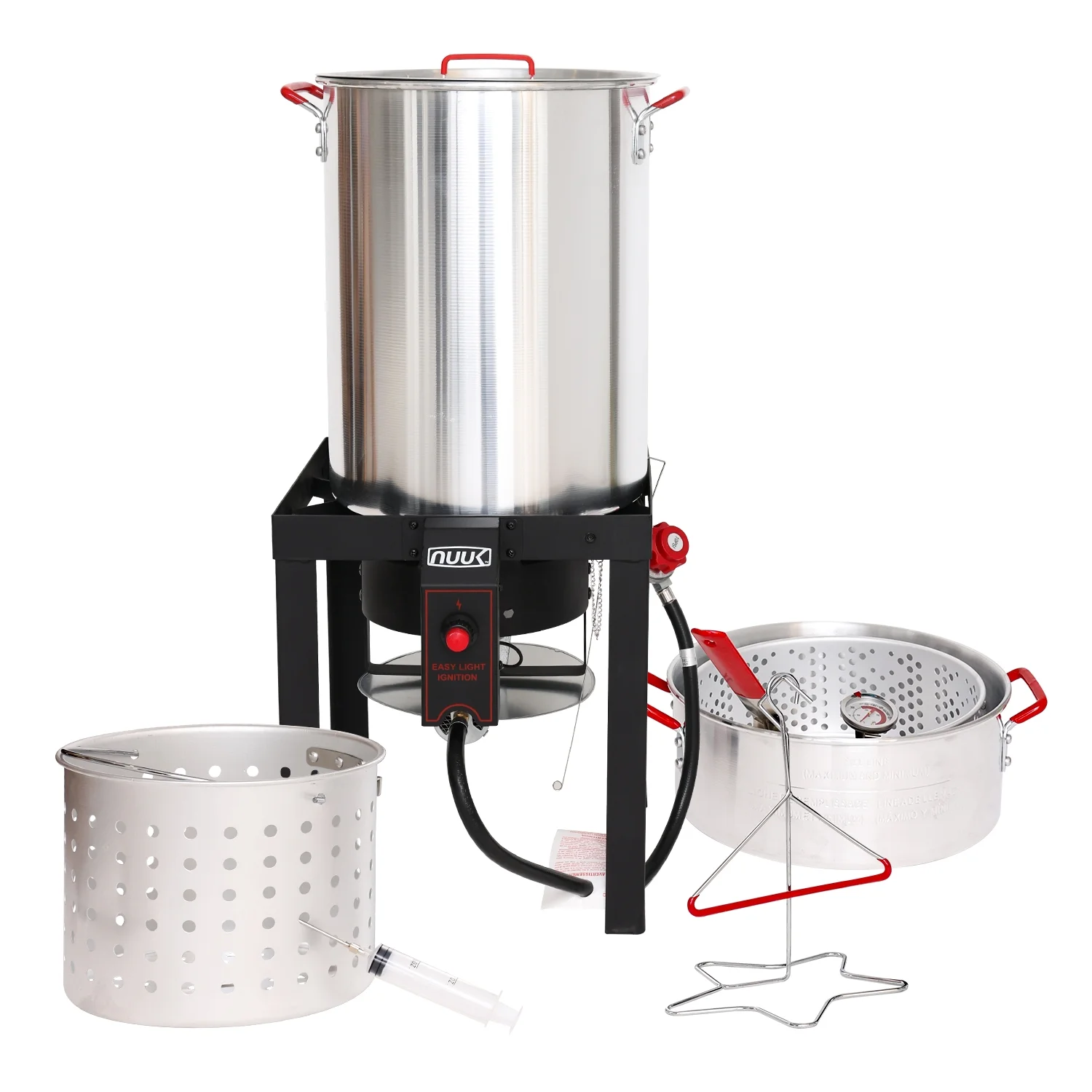 30QT Turkey Fryer 10QT fish fryers outdoor cooking Kit,50,000 BTU Propane Burner��Seafood Boil Pot,Cover Skimmer Included, Aluminum Deep Fryer Pot with Basket Crab, Gifts for Thanksgiving Day(16 qt) - Image 6
