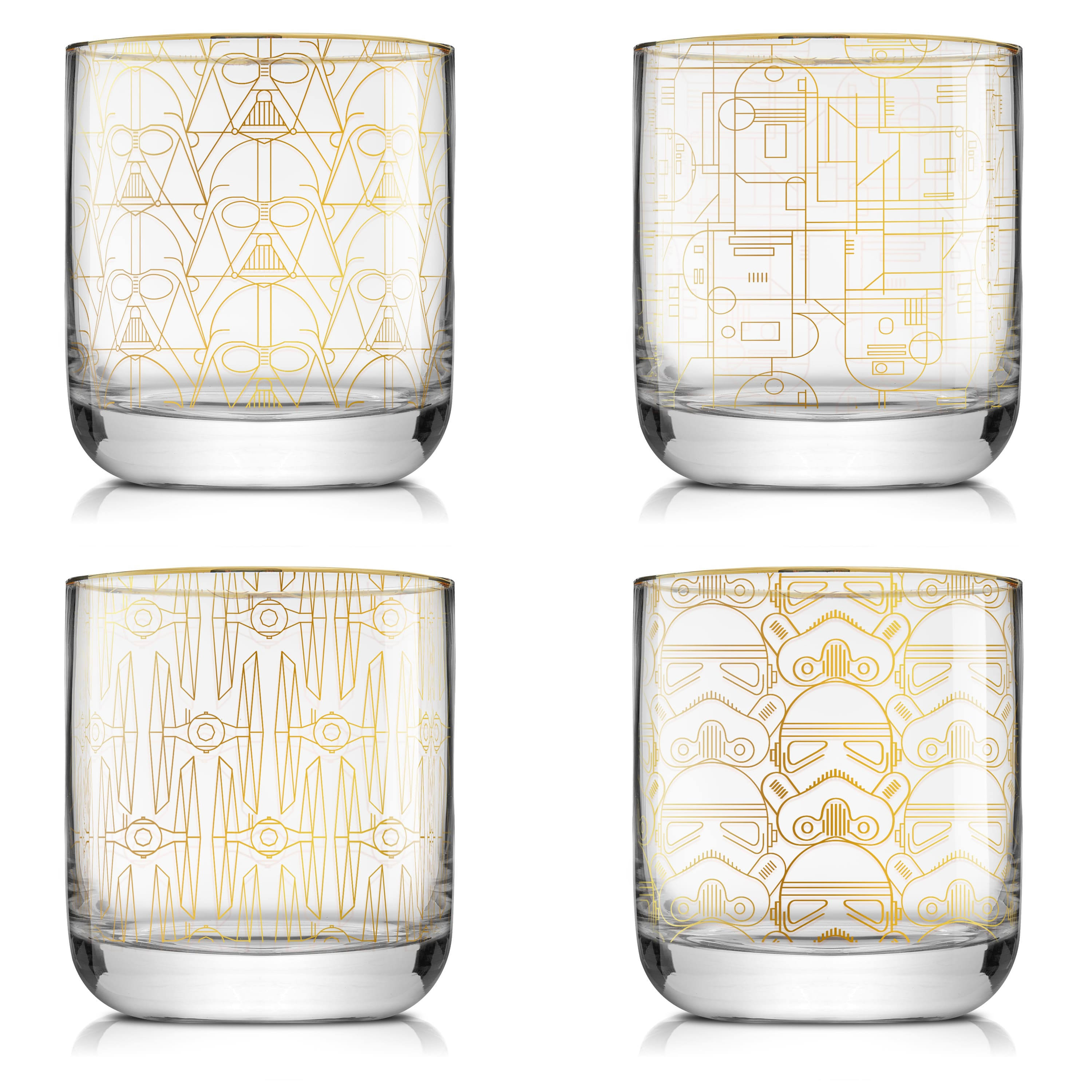 JoyJolt Star Wars Deco Double Old Fashion Drinking Glass - 10 oz - Set of 4