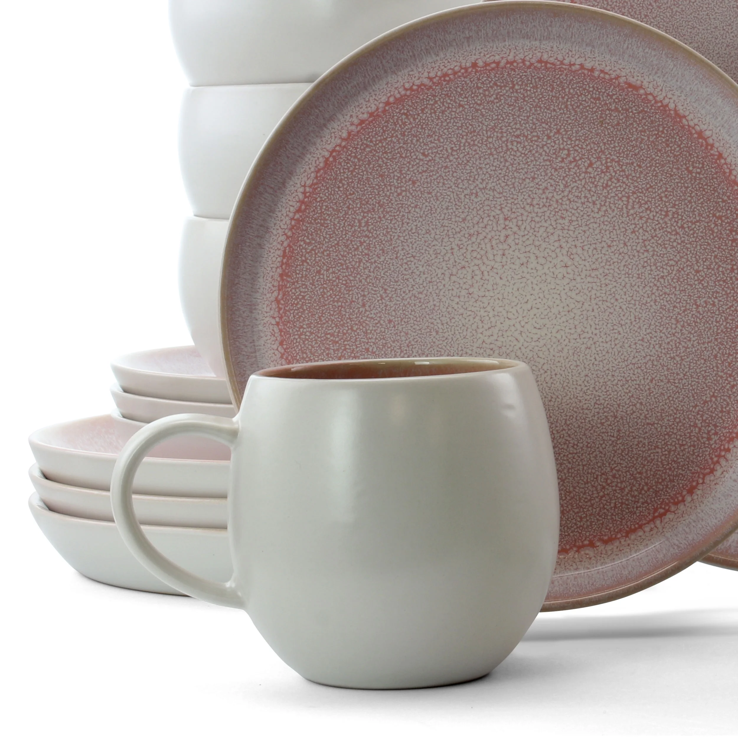 Elama Mocha Mauve 16 Piece Stoneware Dinnerware Set in Purple