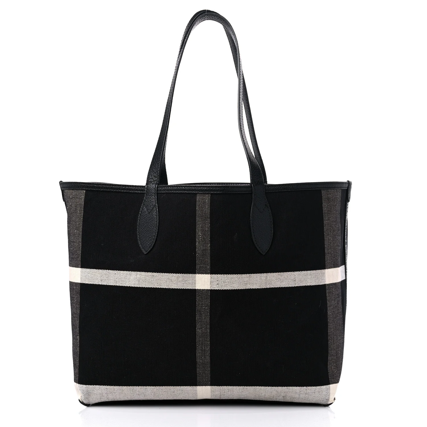 Coated Canvas Mega Check Medium Doodle Tote Black White