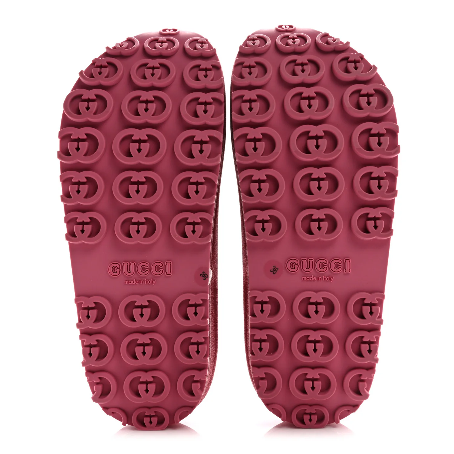 Glitter Rubber Womens Interlocking G Platform 42mm Slide Sandals 36 Rose