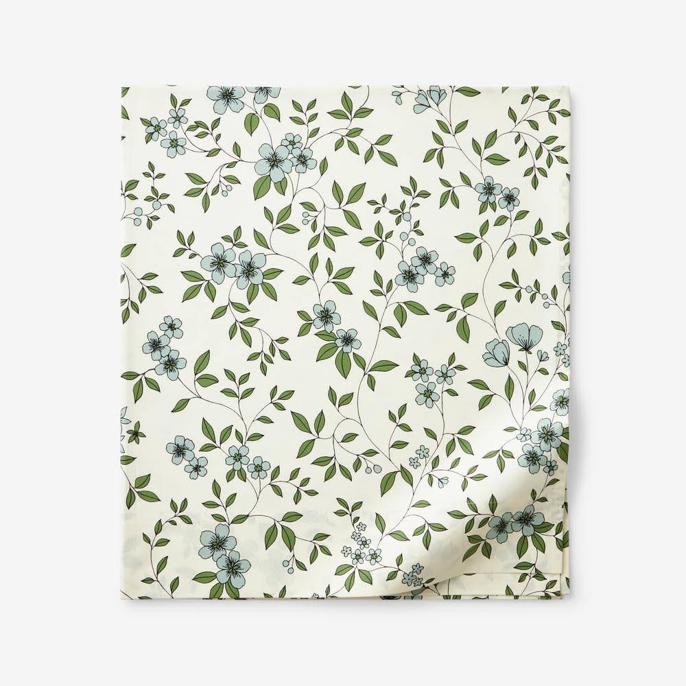The Company Store Company Cotton Remi Ditsy Floral Green Cotton Percale King Flat Sheet