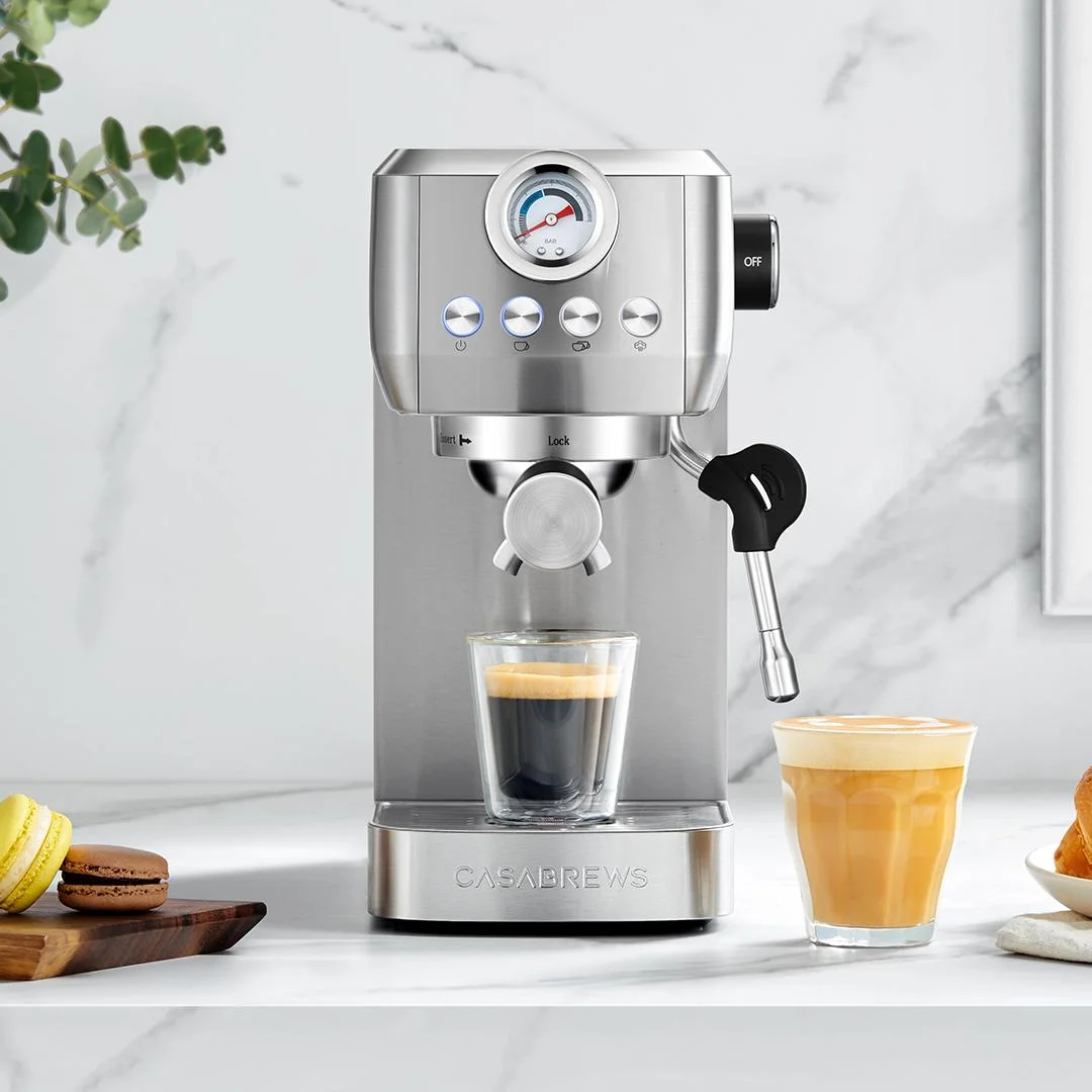 CASABREWS 3700gense, 20 Bar Espresso Machine and Coffee Maker with Milk Frother, Silver
