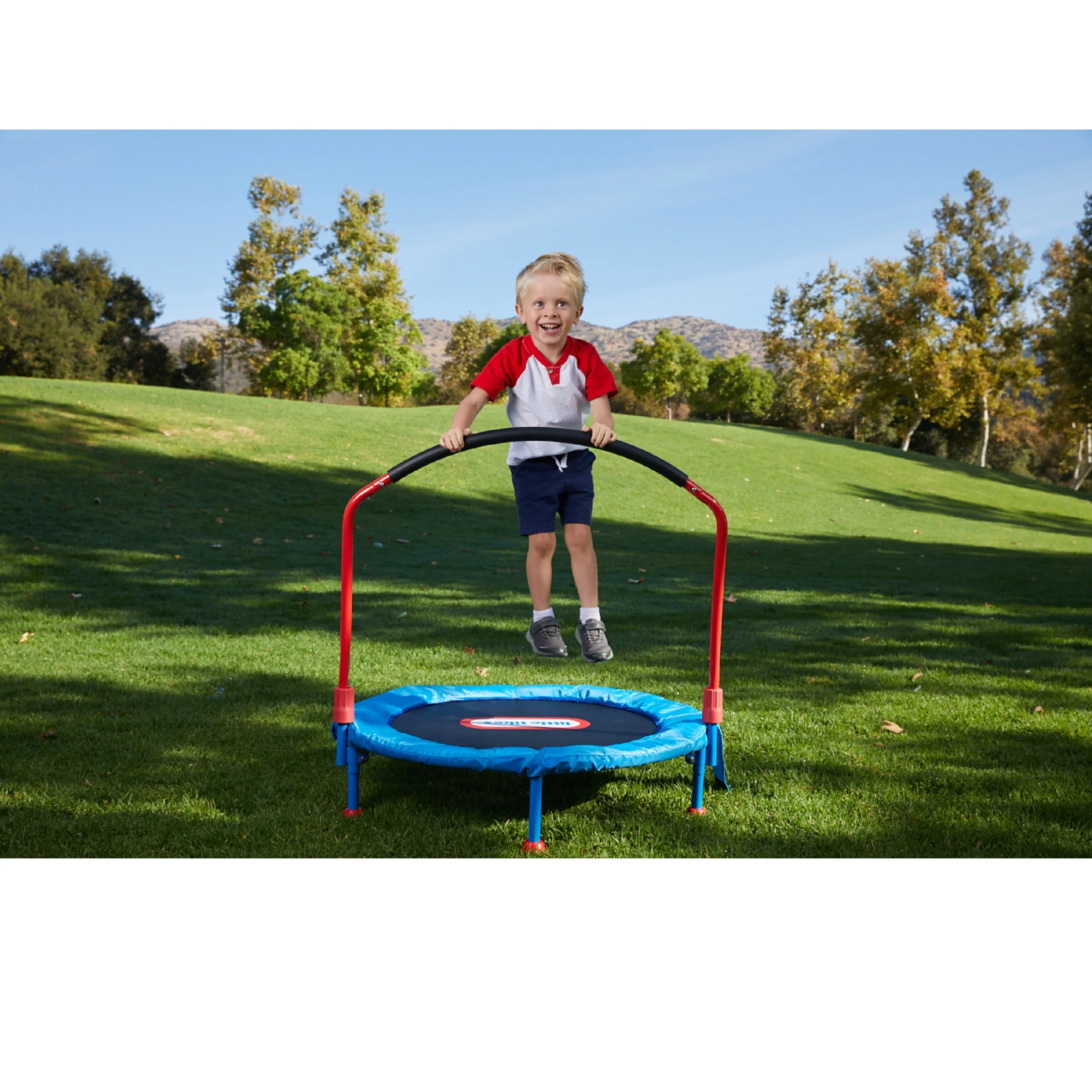 Easy Store 3-Foot Trampoline, with Hand Rail, Blue - Image 7