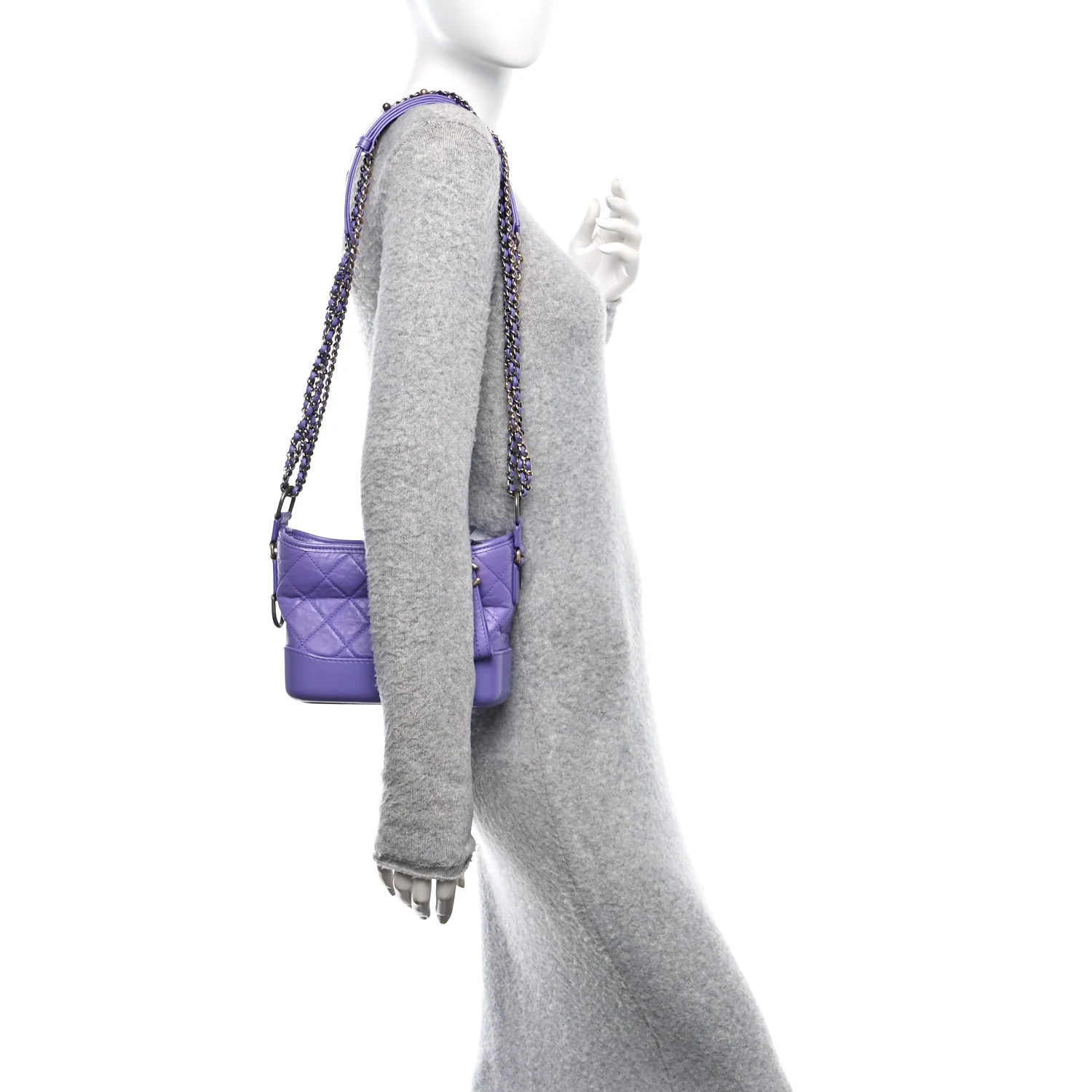 Aged Calfskin Quilted Small Gabrielle Hobo Purple