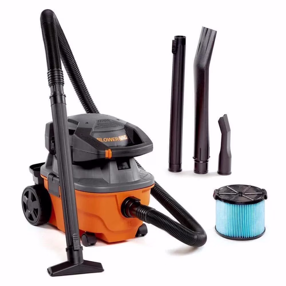 4 Gallon 6.0 Peak HP Wet/Dry Shop Vacuum with Detachable Blower, Fine Dust Filter, Locking Hose and Accessories