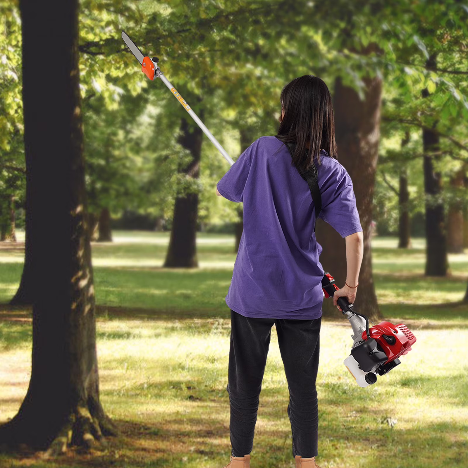 43cc Gasoline Pole Chainsaw - 7.9-11.5ft Telescopic Tree Trimmer, 1.7HP 8500RPM for High Branches, Professional Garden Pruning Tool