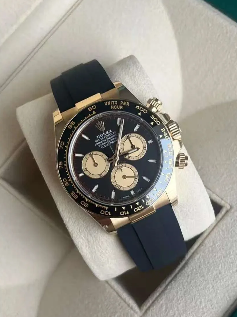 [Super Clone]Rolex Daytona Yellow Gold / Ceramic / Black / Oysterflex  m126518ln-0004