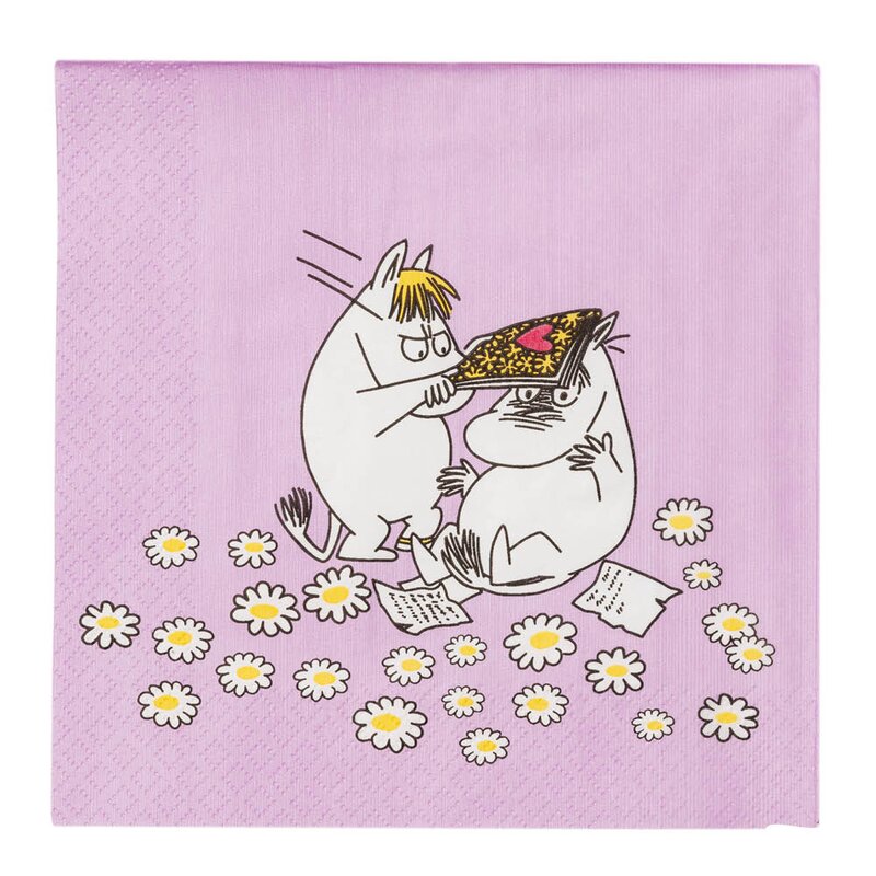 Mummi serviett 33x33 cm 20 stk Kjærester lilla