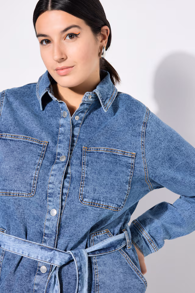 Denim Tie Belt Shirt Dress
