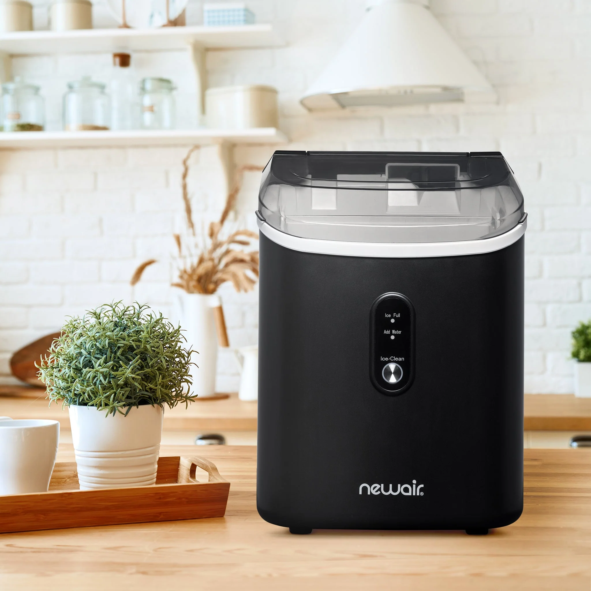Newair Countertop Nugget Ice Maker in Matte Black or Stainless Steel, 26 lbs/Day