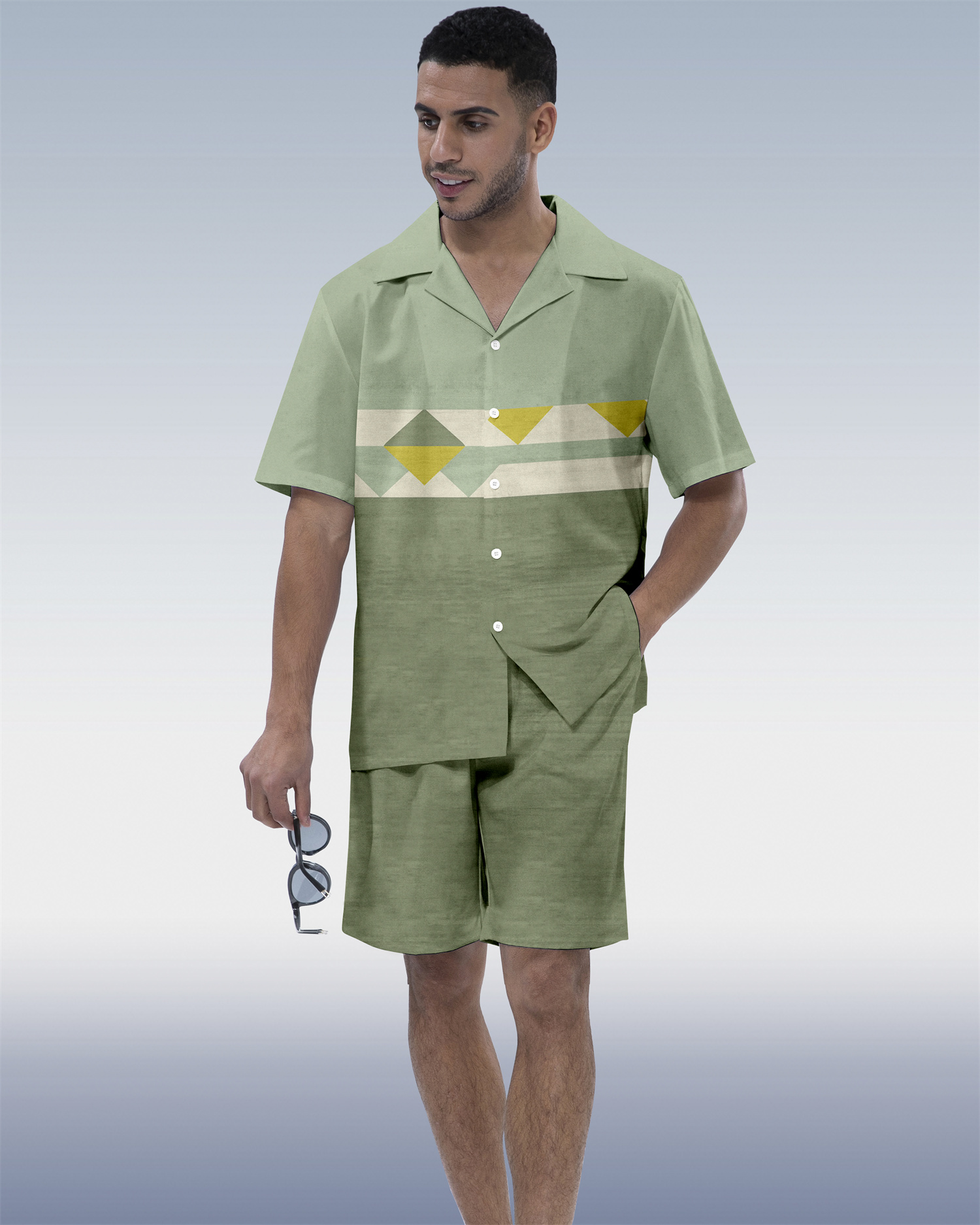 Ensemble de vacances hawaïennes pour hommes Suitmens à manches courtes 093