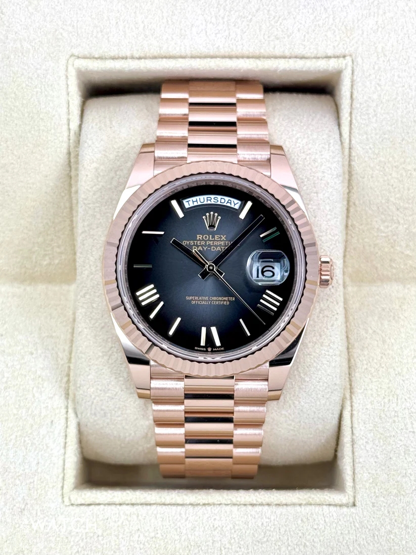【Super Clone】RLX  Day-Date President 40mm Everose Gold Slate Roman Ombre Smoke Dial - 228235
