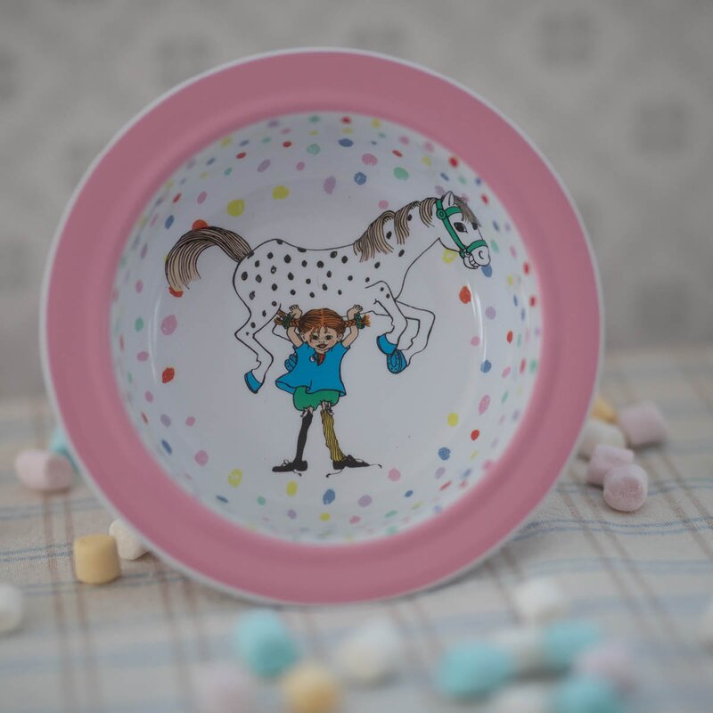 Pippi Langstrømpe tallerken med sugekopp Bursdag hvit