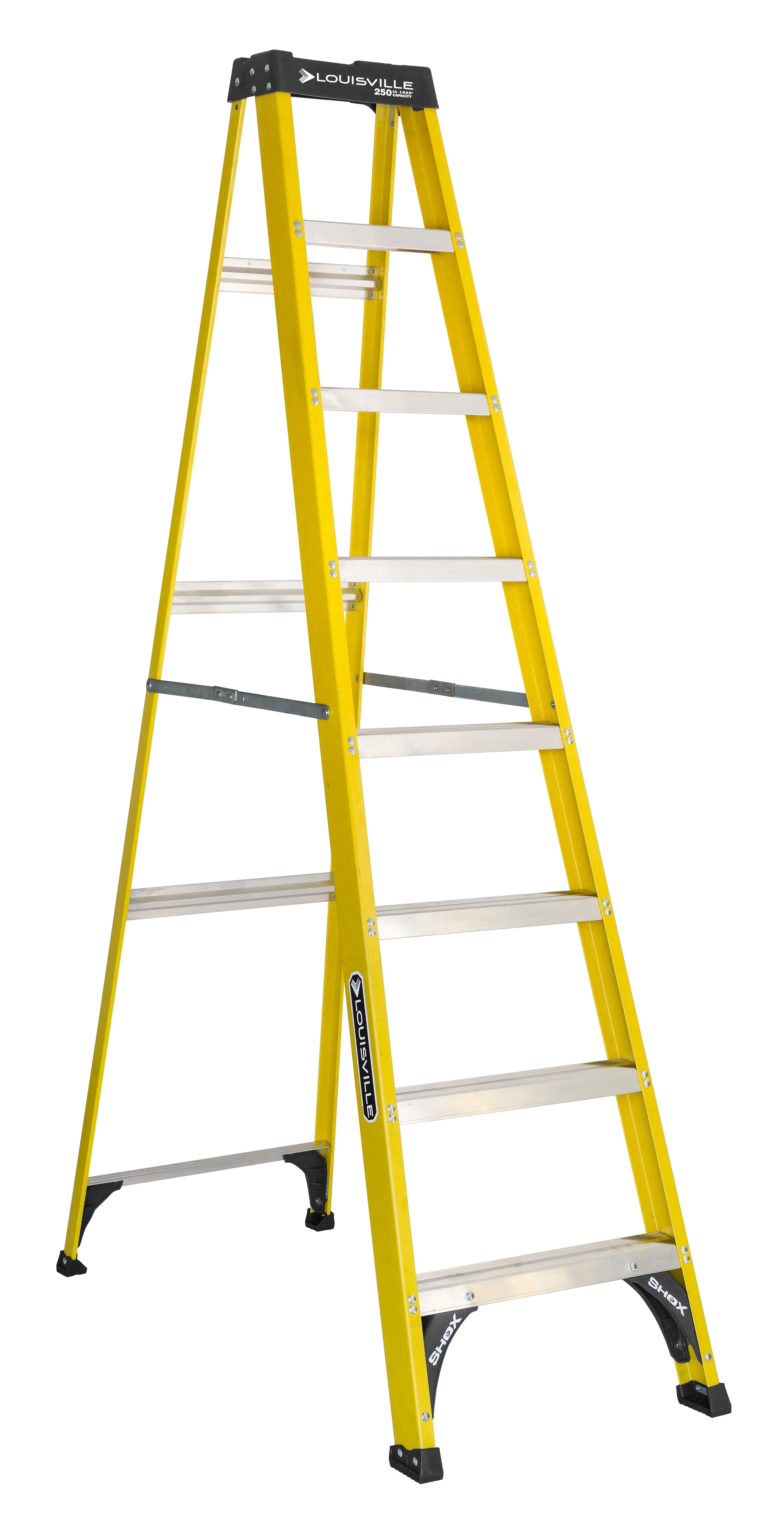 Louisville Ladder 8' Fiberglass Step Ladder, 12' Reach, 250 lb Load Capacity, W - 3118 - 08