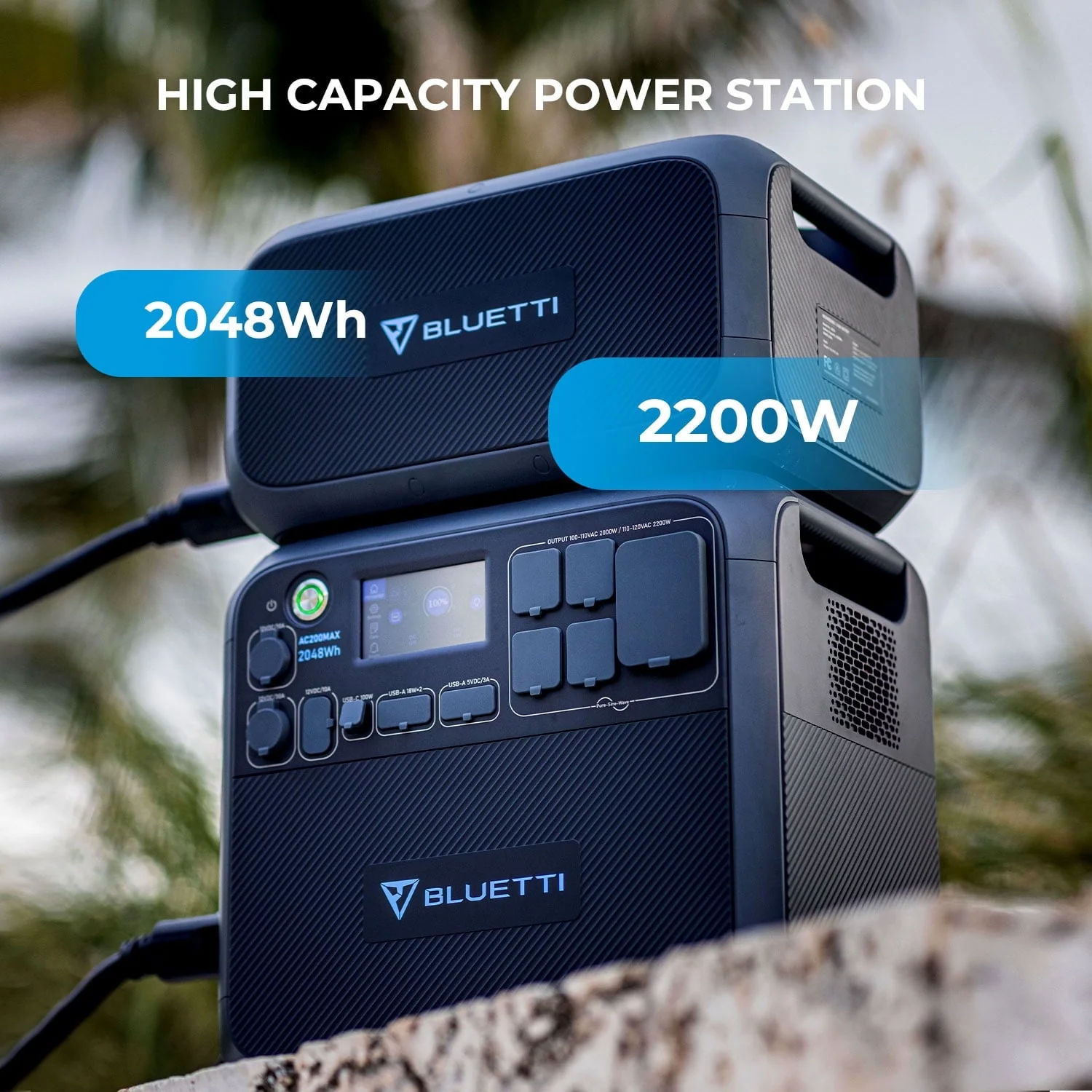 Bluetti AC200MAX Expandable Portable Power Station, 2048Wh 2200W Home Solar Power System, LiFePO4 Solar Generator for RV,Camping Image 3