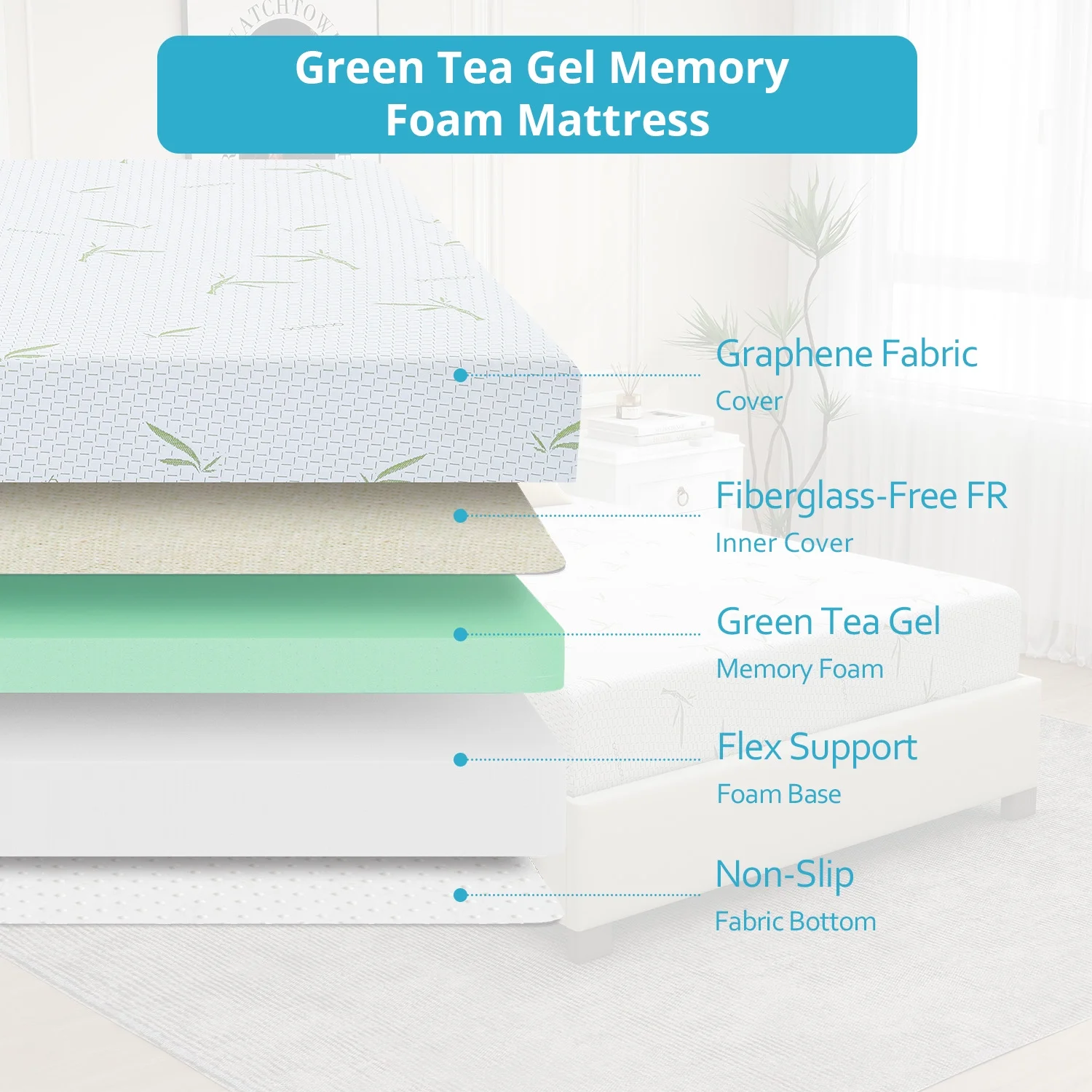 6'' Twin Size Memory Foam Mattress with Cover Breathable Bed Mattress in a Box, CertiPUR-US, Made in USA(6"/Twin) - Image 9