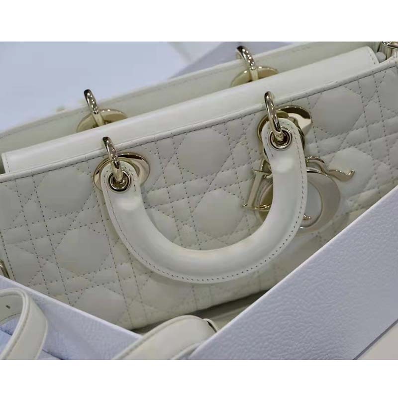 CD Women CD Lady D-Joy Bag Latte Cannage Lambskin